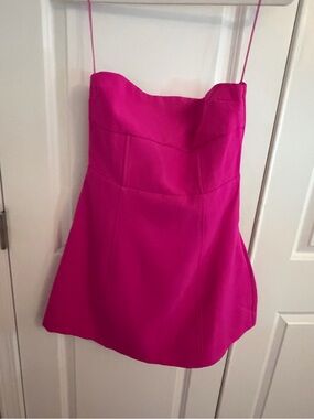 TCEC Hot Pink Strapless Spaghetti‑Strap Mini Dress